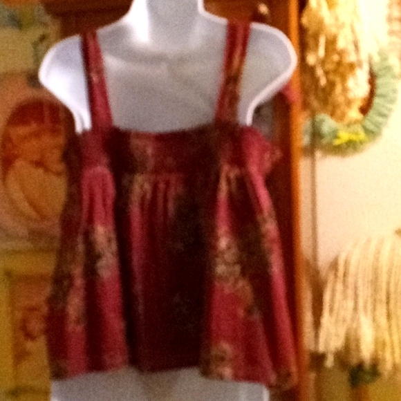 NWT,Maroon,Floral Print,Shoulder Tie,Stretchy,Elasticized,Halter/Smock Top💕💥🌺 - Picture 7 of 11